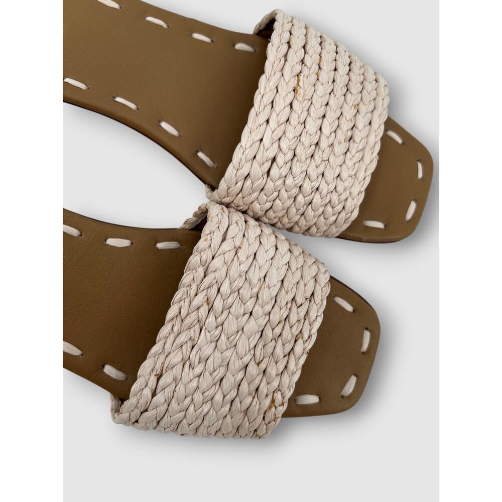 Carrie Forbes Woven Raffia Slide Sandals Ivory Braided Block Heel Mules Size 38 - Picture 6 of 8